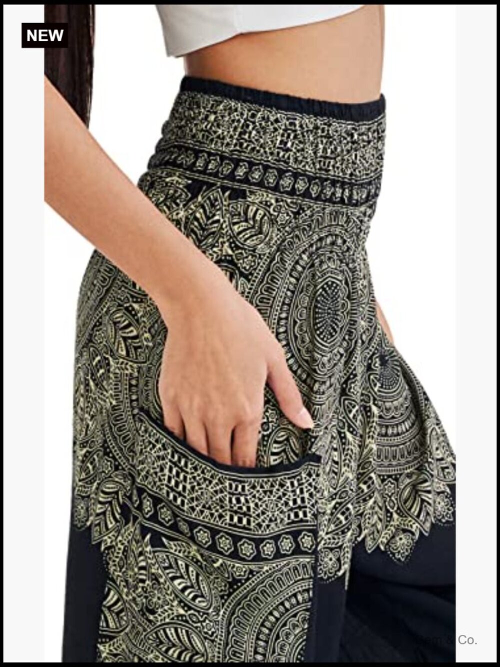 Boho Harem Pants - Flowy Yoga Pants with Side Pocket - Loose Fit - Picture 6 of 7